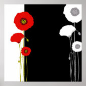 Poster met rode en witte papaver (Voorkant)