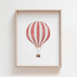 Poster met rode hete luchtballon voor kinderkamer 