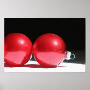 Poster met rode kerstversiering