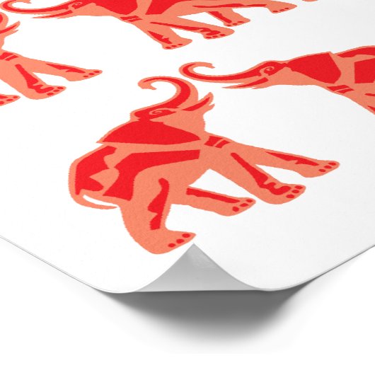 Poster met rode olifant (Hoek)