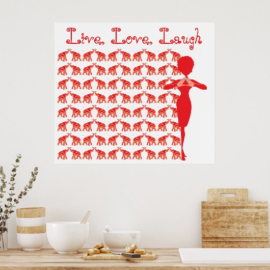 Poster met rode olifant (Keuken)