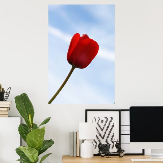 Poster met rode tulpen (Thuiskantoor)