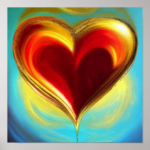 Poster met rood en goudgloed