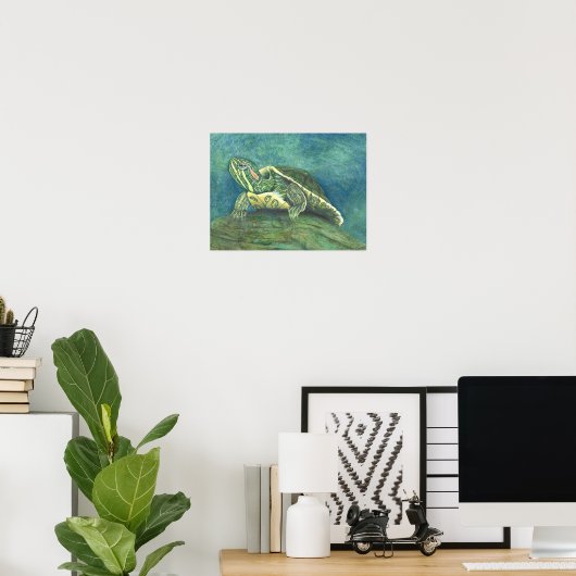 Poster met roodwangschildpad (Thuiskantoor)