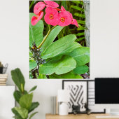Poster met roze bloem (Thuiskantoor)