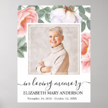 Poster met roze bloemenfoto voor levensviering