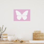 Poster met roze dotty Butterfly (Keuken)