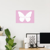 Poster met roze dotty Butterfly (Thuiskantoor)
