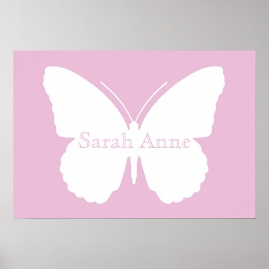 Poster met roze dotty Butterfly (Voorkant)