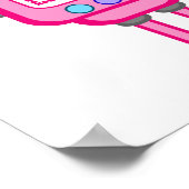 Poster met roze en turkooizen robots wanddecoratie (Hoek)