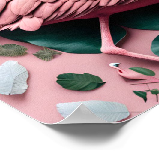 Poster met Roze Flamingo (Hoek)