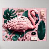 Poster met Roze Flamingo (Voorkant)