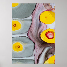 Poster met roze, gele en grijze abstractie