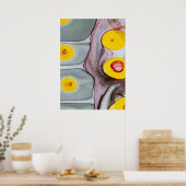 Poster met roze, gele en grijze abstractie (Keuken)