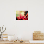 Poster met roze rozen en opbeurende spreuk (Keuken)