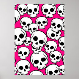 Poster met roze schedelpatroon