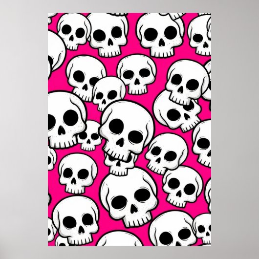 Poster met roze schedelpatroon (Voorkant)