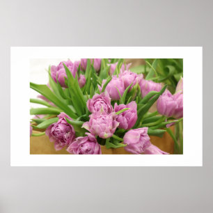 Poster met roze tulpen