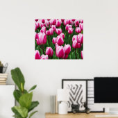 Poster met roze tulpen (Thuiskantoor)