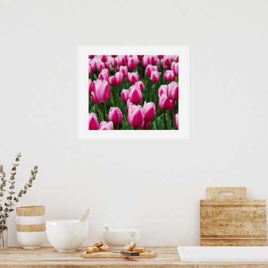 Poster met roze tulpen (Keuken)