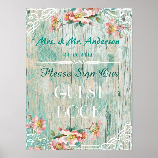poster met rustieke chic, trouw gastboekposter (Voorkant)