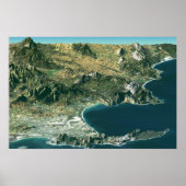 Poster met satellietAfbeelding boven Kaapstad (Voorkant)
