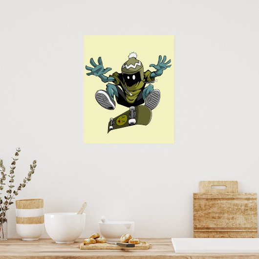Poster met skatkickflip (Keuken)