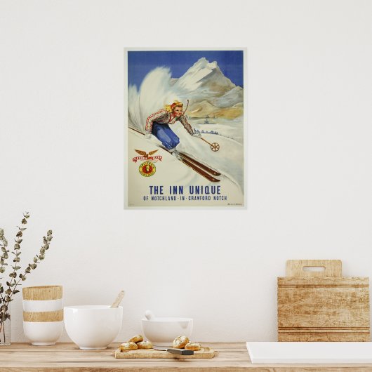 Poster met Skiing Print (Keuken)