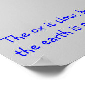 poster met slogan: "De ox is traag, maar de aarde. (Hoek)