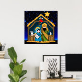 poster met stabiele nativiteitsscène (Thuiskantoor)