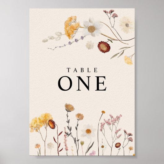 Poster met tafelnummer wilde bloem (Voorkant)