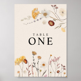 Poster met tafelnummerbloemen