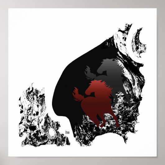 Poster met twee paarden (Voorkant)