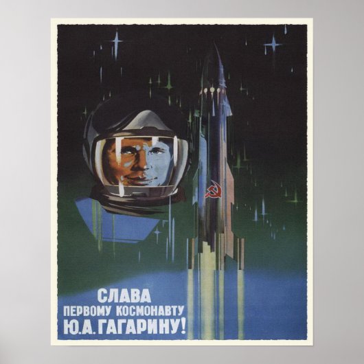 Poster met USSR-ruimteprogramma Propaganda (Voorkant)
