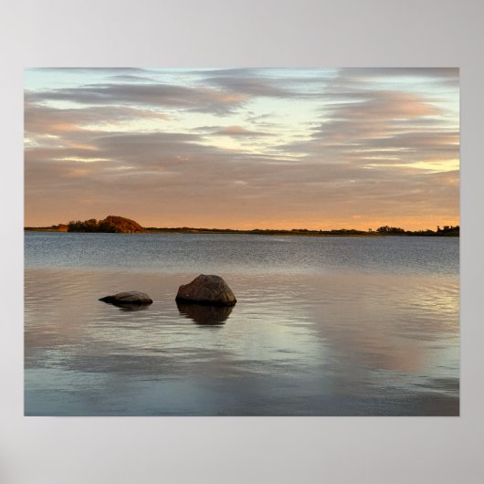 Poster met vijver landschap zonsondergang foto (Voorkant)
