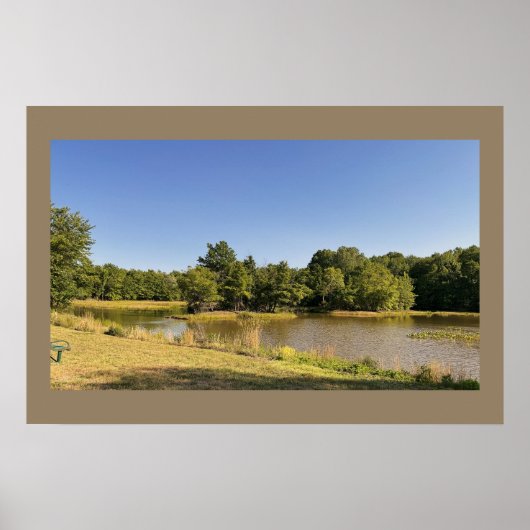 Poster met vijverwatervijllandschap foto (Voorkant)