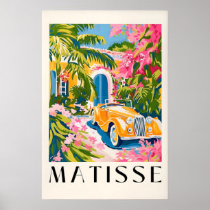 Poster met vintage auto, Preppy-wanddecoratie, Ret