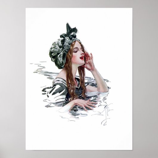 Poster met vintage illustratie van een vrouw (Voorkant)