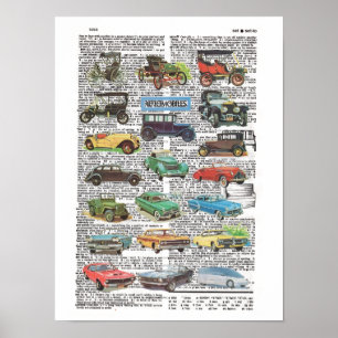 Poster met vintage oldtimer auto