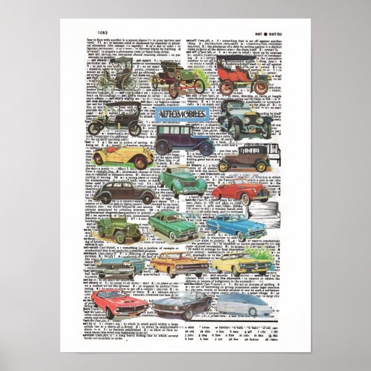 Poster met vintage oldtimer auto (Voorkant)