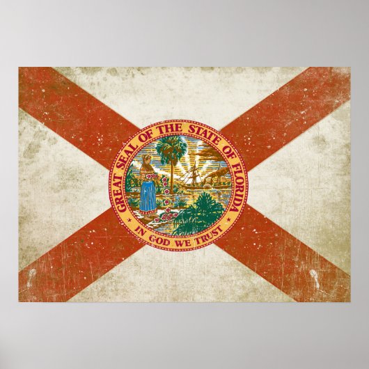 Poster met vlag uit Florida (Voorkant)