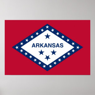 Poster met vlag van Arkansas, VS.