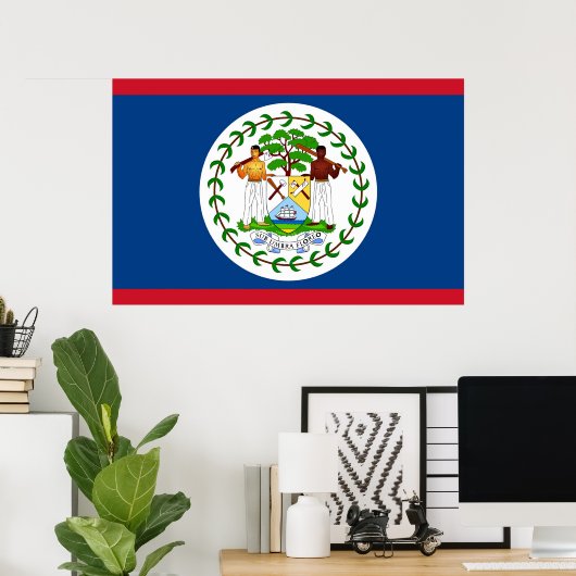 Poster met vlag van Belize (Thuiskantoor)