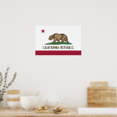 Poster met vlag van Californië, VS (Keuken)