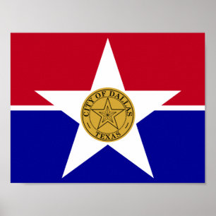 Poster met vlag van Dallas, Texas