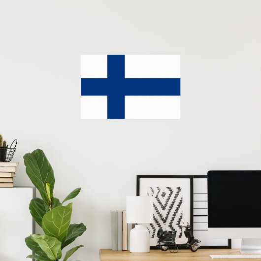 Poster met vlag van Finland (Thuiskantoor)