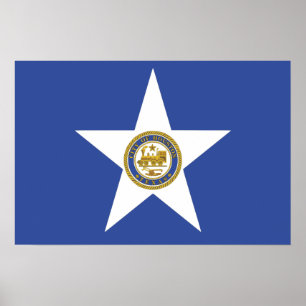 Poster met vlag van Houston City, Verenigde Staten