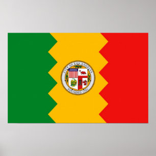 Poster met vlag van Los Angeles, Californië, VS