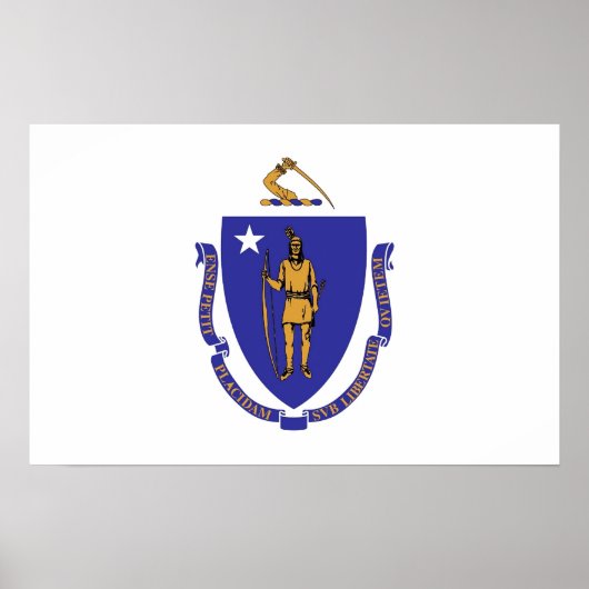 Poster met vlag van Massachusetts, Verenigde State (Voorkant)