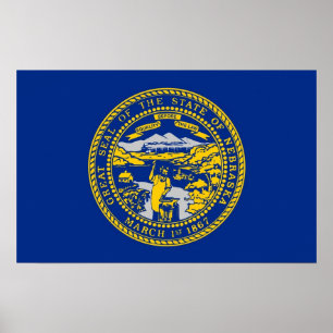 Poster met vlag van Nebraska, U.S.A.